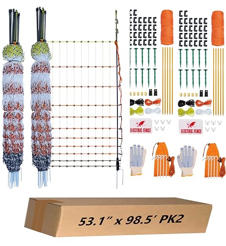 Poultry Electric Netting Fence - 41.3''H (can be Manually Raised to 53.1''H) x 98.5'L for Flying Chicken, Sheep, Goats in Farms, Ranches and Gardens, PK2 - style: (41.3 to 53.1)" x 98.5' - PK2