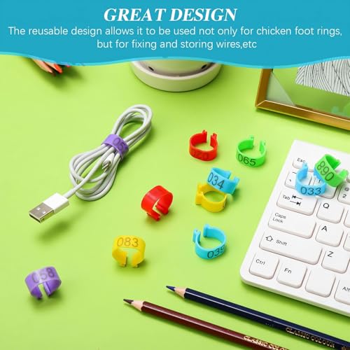 Patelai 100 Pieces 16 mm Chicken Leg Rings with 5 Colors Numbered Chicken Leg Bands Colorful Poultry Clip on Bands Ankle Rings for Ducks Chicks Guinea Pigeons Goose