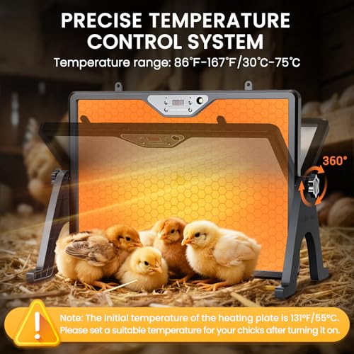 Chicken Coop Heater Brooder Plate, 180W Dual-Heating Chicken Heater Built-in Thermostat | Cycle Mode | Light, Remote Control Chick Heater for Coop, Adjustable Chicken Warmer for Poultry, UL-Compliant - color: Black