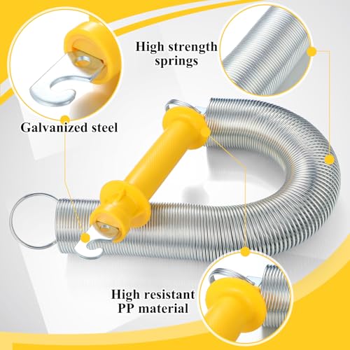 2 Set Electric Fence Gate Kit Contains 16 Feet Long Compressed Spring Black Insulators and Other Fasteners Wooden Post Electric Fence Handle Set with Anchors for Pasture Garden