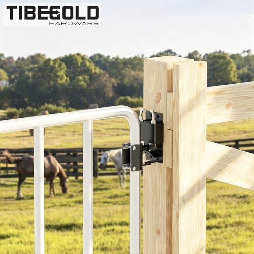 2 Way Gate Latch, Heavy Duty Two Way Farm Gate Latch, Black Anti-Sag Fence Gate Latch, Lockable Gravity Latch Gate Hardware for Fences, Metal Gates, Farm, Horse Corrals, Ranches, 1 Pack
