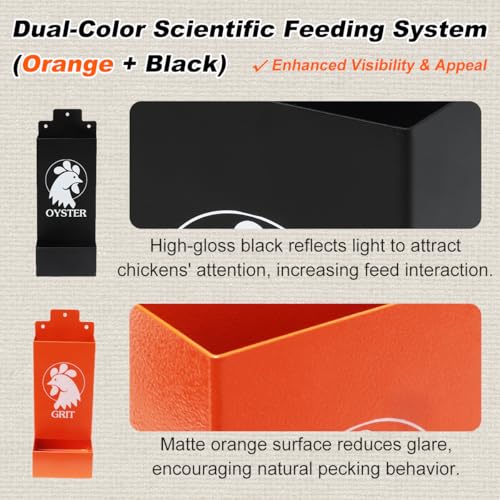 Metal Chicken Grit and Oyster Shell Feeder, Automatic Chicken Feeder - Hanging Gravity Design, Zero-Waste Spill-Proof, Chicken Coop Accessories for Healthier Hens & Eggs