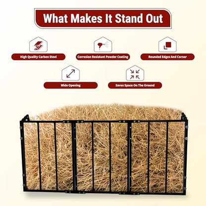FEBTECH 36 Gallon Hay Feeder Wall Mount with Rust-Resistant Powder Coated | Heavy-Duty Steel Horse Hay Feeders, Hay Rack For Horses, Goat & Sheep, Provides Barn & Farm Feeding Solutions For Horse - size: 36 Gallon - Horse