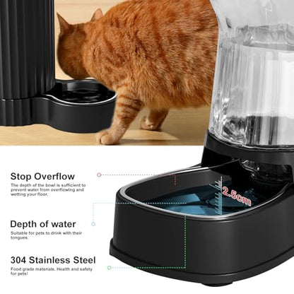 Gardner Pet Automatic Dog Water Dispenser Gravity Stainless Steel Water Waterer Feeder, 100% BPA-Free Large Capacity Water Feeding Bowls for Medium & Large-Sized Dogs Cats Other Pets -(1 Gallon) - color: Dark, size: 1 Gallon