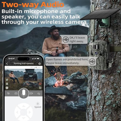 4G LTE Cellular Trail Camera 2K with Live Streaming,24000mAh Long Battery Life,Solar Powered Game Wildlife Cameras,Motion Activated,940nm No Glow Night Vision,IP66 Waterproof (Camera with 64GB) - size: Camera with 64GB