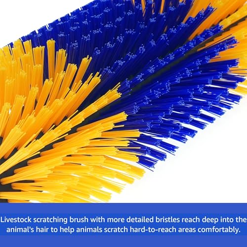 2Pcs Livestock Scratching Brush for Cow, Horse, Goat & Sheep - PBT High Elastic Bristles Design, Animal Grooming & Itch Relief Brush for Barn Entrance, Fence Corner & Feeding Area - size: Medium