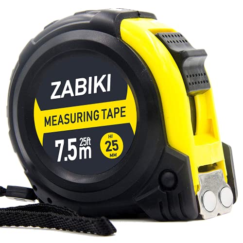 Measuring Tape Measure, 25 Ft Easy to Read Decimal Retractable Dual Side Ruler with Metric and Inches, for Surveyors, Engineers and Electricians, with Magnetic Tip and Rubber Protective Casing - color: Yellow