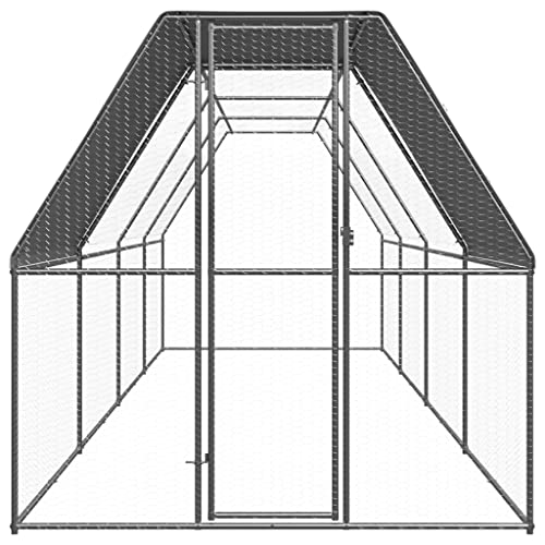 Outdoor Chicken Coop 6.6x26.2x6.6ft Galvanized Steel Aviary with Lockable Door Water-Resistant Roof for Hens Ducks Rabbits Small Animals - size: 6.6' x 26.2' x 6.6' (W x D x H)