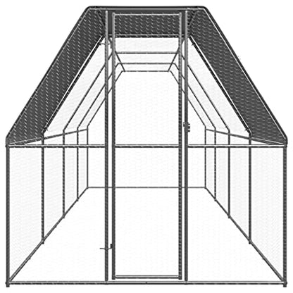 Outdoor Chicken Coop 6.6x26.2x6.6ft Galvanized Steel Aviary with Lockable Door Water-Resistant Roof for Hens Ducks Rabbits Small Animals - size: 6.6' x 26.2' x 6.6' (W x D x H)
