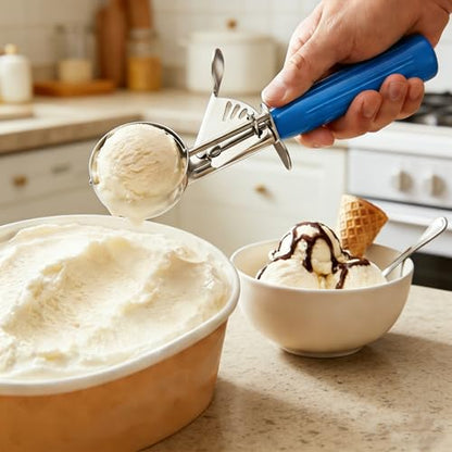TOPKITCHEN Commercial-Grade Ice Cream Scoop 2 oz, 18/8 Stainless Steel Cookie Scoop with Plastic Handle, Portion Control Disher Scoop for Bakeries, Restaurants & Dessert Shops, #16, Blue - size: 2 oz - Blue