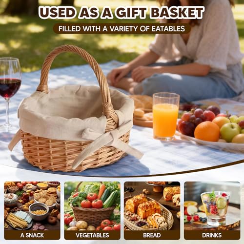 Small Wicker Basket Wicker Picnic Basket Storage Basket Bread Basket, Eggs Candy Basket for Candy Harvesting Photography Prop