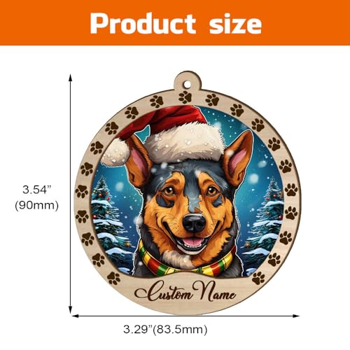 Personalized Australian Cattle Ornament, Australian Cattle Christmas Ornament, Custom Name Australian Cattle Dog Suncatcher for Christmas Tree - color: Australian Cattle