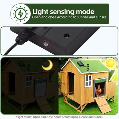Automatic Chicken Coop Door Solar Powered,Solar Chicken House Door,Aluminum Alloy Chicken Door,Mix 4 Modes,with Remote and LCD Display,2000mAh Battery