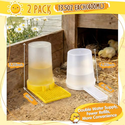 Feekoon 2Pack 400ml Quail Water Feeder, Anti Drowning Design, Ideal for Button Quail, Quails, Baby Chicks, Ducks, and Baby Birds, Safe and Durable Waterer, Easy to Install and Clean