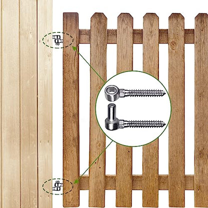 Insaga Cast 304 Stainless Steel Gate Hinges 2Pack Lag Screw Hinge for Farm M16 Hook and Eye Hinges, Partial Thread Gate Hinge Bolts for Wood Cattle Livestock Gate for Fence - color: M16 Hook and Eye Hinge-2Pair