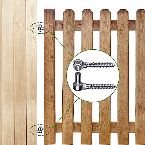 Insaga 304 Stainless Steel Gate Hinges with Screw Hook and Eye Gate Hinges to Mount Wooden Gates or Fences, One-Piece molding with Non-Welding Gate Bolt Hook (A Pair, M16) - color: M16-Hook+Eye Hinge-1pair