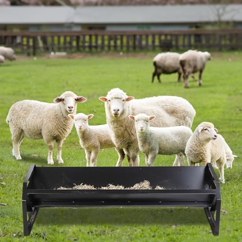 Pasture Feeder 44.2" Long, Livestock Feeder for Farms | with Deeper Feeding Pan, Heavy-Duty Livestock Feeding Troug