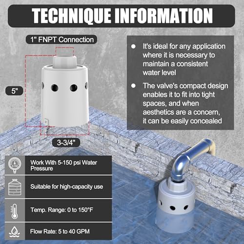 Float Valve For Water Tank Designed for Water Level Control, Auto Filling&Shut Off, Durable Nylon Resin Water Trough Float Valve for Livestock tank,Fish Pond,Fountains etc. White 1pc - style: White 1pc