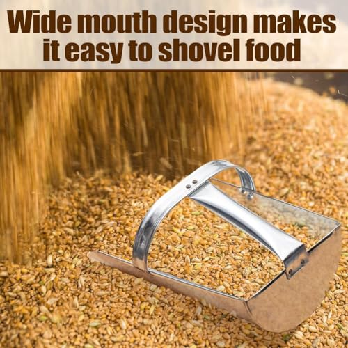 2Pcs Metal Feed Grain Scoop for Livestock 2 Sizes Heavy Duty Stackable Horse Feed Scoop with Handle for Gardening Farms Silver
