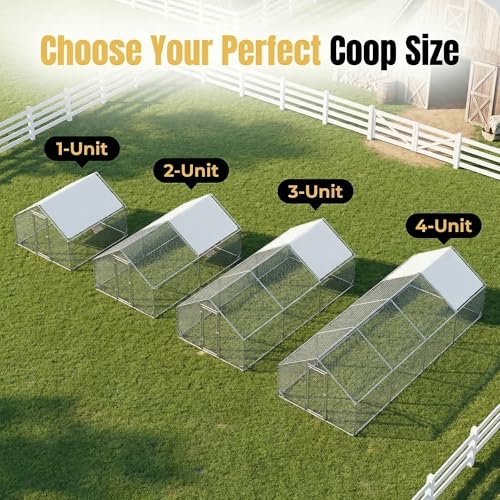13' x 10' Walk-in Metal Chicken Coop for 20-25 Chickens, Heavy Duty Poultry Cage with Elevated Roosting Perch & Waterproof Cover, Thickened Steel Frame Outdoor Backyard Run Pen (130 Sq.Ft) - size: 158.0"L x 117.6"W x 80.6"H