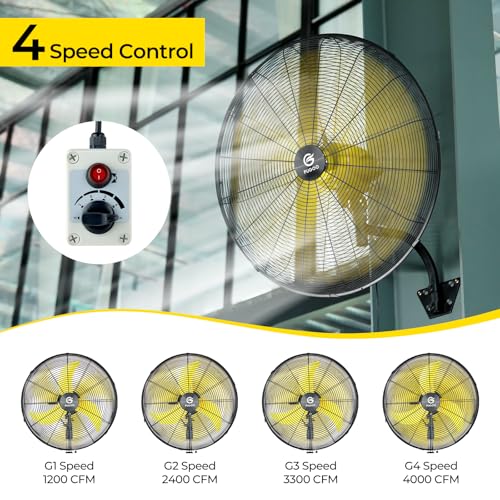 FUGOO 20'' Outdoor Quiet Oscillating Wall Fan With All Sealed Brushless DC Motor,4-Speed Waterproof Outdoor Fan, Heavy Duty Industrial Wall Mount Fans for House,Patios,Commercial,Garage,4000CFM - size: 20-inch