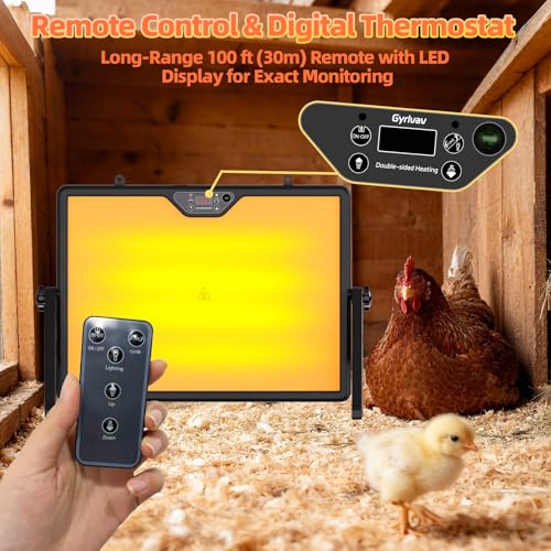 180W Smart Brooder Heat Plate with Remote - Dual-Sided Brooder Plate, 4 Timer Modes, Night Light, LED Temp Display & Adjustable Stand for Winter Warmth (Charcoal Black) - color: Charcoal Black