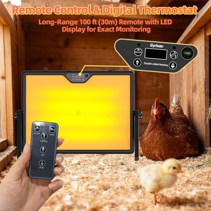 Brooder Plate Heater with Remote - 2-Sided Warming Chick Heat Plate, 4 Timers, Night Light, LED Temp Display, 180W Low Energy, for Chick, Cat, Dogs in Cold Weather (Dark Black) - color: Dark Black