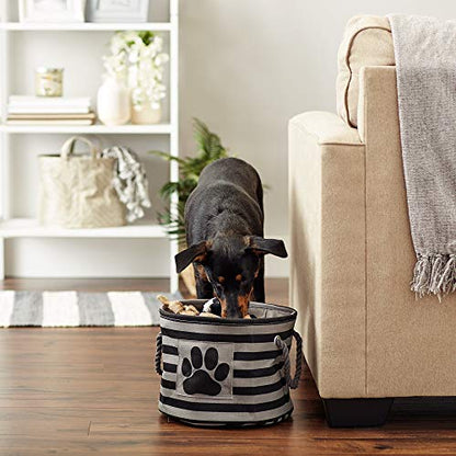 Bone Dry Pet Storage Collection Striped Paw Patch Bin, Black, Small Round - color: Black, size: Small Round