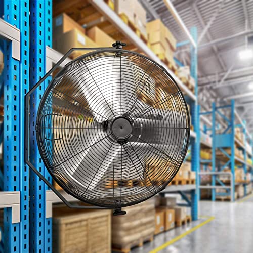 Simple Deluxe 24 Inch Industrial Wall Mount Fan, 3 Speed Metal Fan for Warehouse, Greenhouse, Workshop, Patio, Factory and Basement, Black - size: 24 Inch