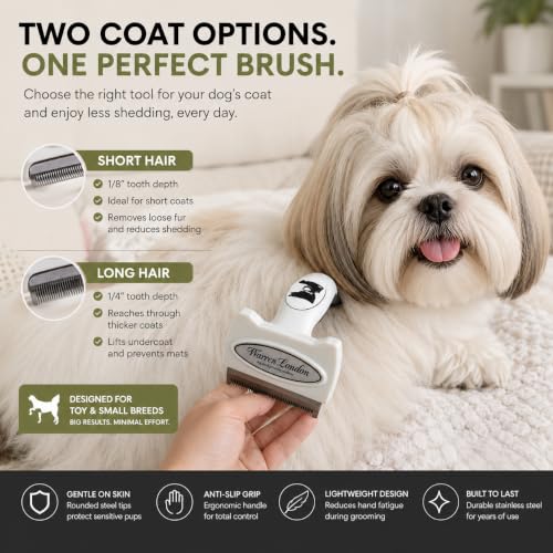 Warren London Deshedding Brush for Small Short Hair Dogs, 1.75 Inch - size: Short Hair | Small