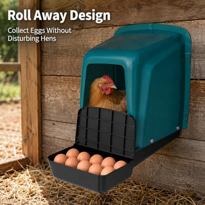 Chicken Laying Boxes, 5 Pack Roll Away Chicken Nesting Boxes, Durable Plastic Laying Boxes with Perch, Pull-Out Tray Ventilation for Hen Coops, Backyard Poultry Farms