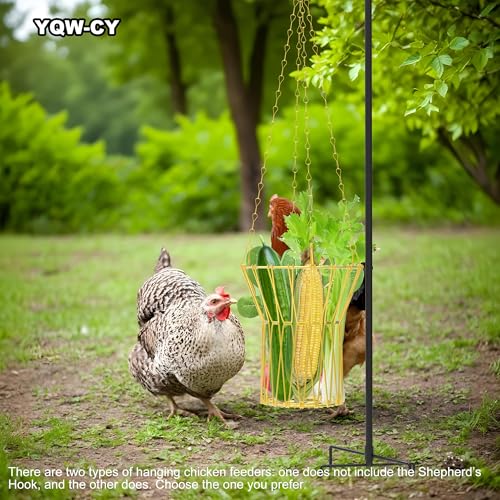 Hanging Chicken Feeder, Foldable Chicken Vegetable Feeder, Golden Poultry Fruits Feeding Holder Basket with Hanging Chain, Veggie Treat Ball Toys Cage for Chicken Hen Coop Accessories - color: Hanging Chicken Feeder