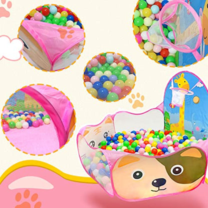 Kids Ball Pit, Pop Up 3+Children Play Tent, Toddler Ball Pool Baby Crawl Playpen with Basketball Hoop, Portable Toys for Girls Boys, 4 ft / 120 cm, Balls Not Included, Animal - style: Animal