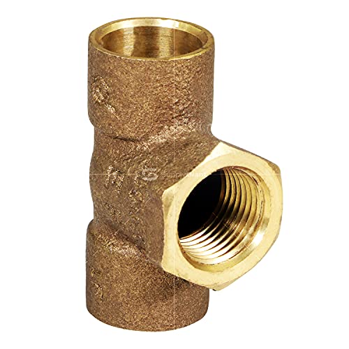 Supply Giant DDGU1238 C X F Cast Brass Tee Fitting with Solder Cups and Female Threaded Branch, 1/2" x 3/8, 1/2" x 1/2" x - size: 1/2" x 1/2" x 3/8"