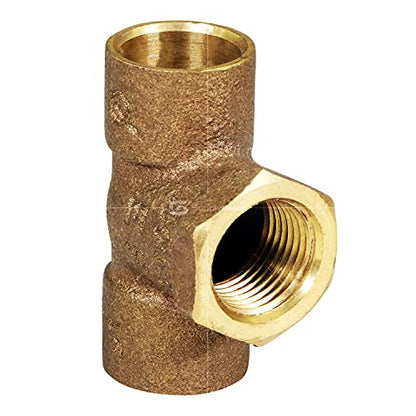 Supply Giant DDGU1238 C X F Cast Brass Tee Fitting with Solder Cups and Female Threaded Branch, 1/2" x 3/8, 1/2" x 1/2" x - size: 1/2" x 1/2" x 3/8"