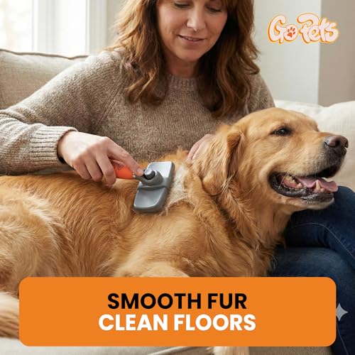 GoPets Self-Cleaning Slicker Brush for Dogs & Cats, Deshedding & Dematting Comb with Retractable Bristles, Undercoat Tool for Long Haired Dogs, Non-Slip Handle, Detangler for Mats & Shedding Fur - style: Slicker Dematting Comb
