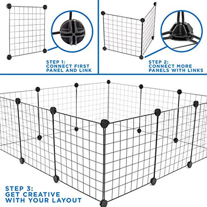 Work-It! Pet Playpen, Foldable Metal Exercise Pen | Small Animal Cage Indoor/Outdoor Metal Wire Fence for Rabbits, Guinea Pigs, Small Animals | Portable Kennel Crate Fence with Configurable 12 Panels