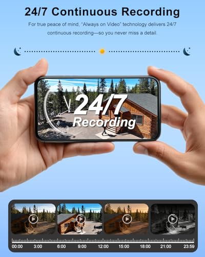 4G LTE Solar Cellular Security Camera Outdoor Wireless, 24/7 Continuous Recording, Auto Tracking, AI Detection, 15000mAh Battery and 8W Solar Panel, with SIM Card and 32GB SD Card, No WiFi