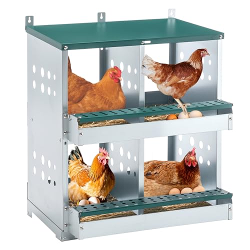 Chicken Nesting Box for Laying Eggs - 4 Room Chicken Laying Boxes, Nesting Boxes for Chickens, Heavy Duty Metal Chicken Coop (22.05" L x 16.92" W x 25.59" H) - size: 22.05" L x 16.92" W x 25.59" H