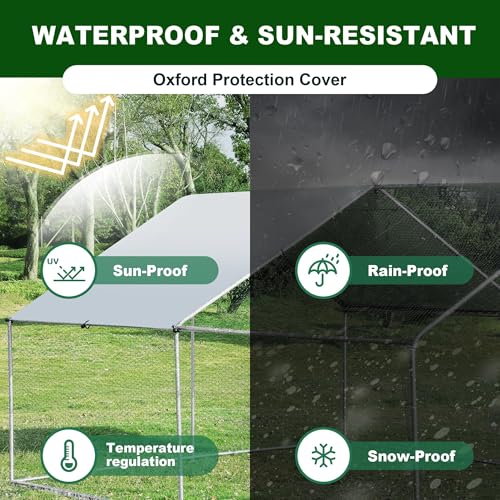 TOLEAD Large Metal Chicken Coop Upgrade Tri-Supporting Wire Mesh Chicken Run,Chicken Pen Walk in with Water-Resident and Anti-UV Cover,Duck Rabbit House Outdoor (Spire Roof 10’ W x 19.5’ L x 6.5’ H) - size: 228.2"L x 108.0"W x 78.0"H