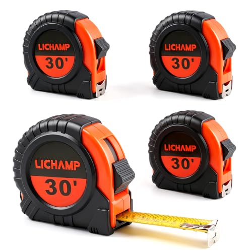 LICHAMP Tape Measure 30-Foot, 4 Pack Bulk Easy Read Measuring Tape Retractable Metric/Fractional, Measurement Tapes 29.5FT/9M by 1-Inch