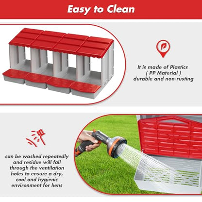 Chicken Nesting Boxes,4 Hole Nesting Box for Chicken Coop, Rolling Egg Collection and Protection Nesting Boxes - size: 4 Compartment