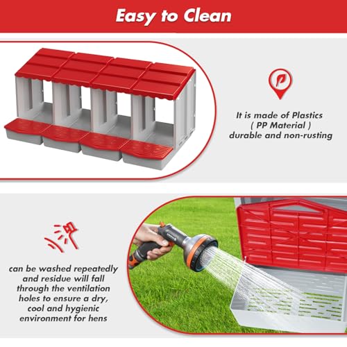 Chicken Nesting Boxes,4 Hole Nesting Box for Chicken Coop, Rolling Egg Collection and Protection Nesting Boxes - size: 4 Compartment