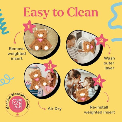 Lilly's Love Weighted Stuffed Animals for Adults & Kids — 5lb Highland Cow Plush for Anxiety, ADHD & Sensory | Machine Washable Weighted Stuffed Animal w/Removable Insert | Hazel The Highland Cow - color: Highland Cow