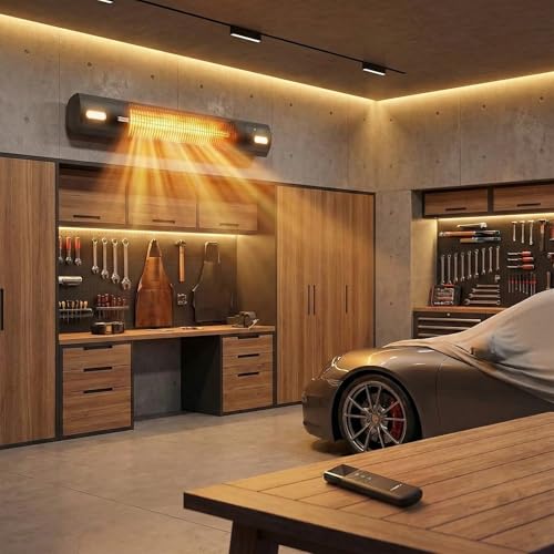 Wall Mounted Patio Heater with LED Light, 1500W Electric Outdoor Heater, Fast Carbon Infrared Heating with Remote & Timer, IP65 Waterproof for Backyard, Gazebo and Outside Evening - size: Sunlight Series