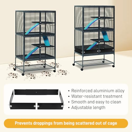 MARGAR Urine Guard & Scatter Guard for Ferret Nation & Midwest Critter Nation Cage - Rustproof Aluminum Pet Cage Poop Guard, Easy Install for Ferrets Chinchillas Rats Totoro - Large Black Single Layer