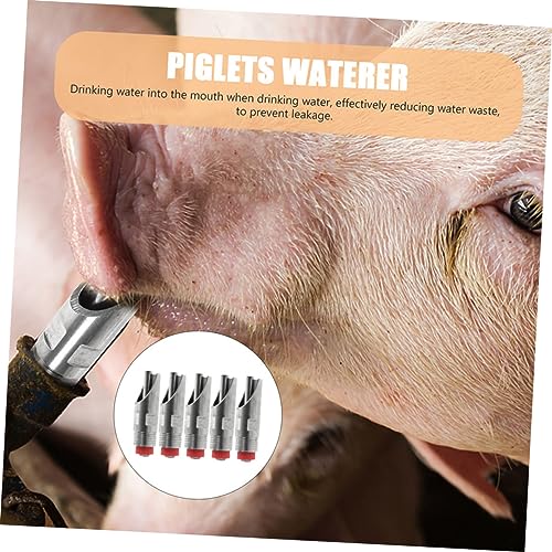 LIOOBO 5Pcs Thickened Stainless Steel Automatic Pig Waterer with Nozzle Watertight Livestock Drinking Tool for Piglets and Poultry Easy to Clean and Safe for Farm Use