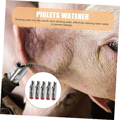 LIOOBO 5Pcs Thickened Stainless Steel Automatic Pig Waterer with Nozzle Watertight Livestock Drinking Tool for Piglets and Poultry Easy to Clean and Safe for Farm Use