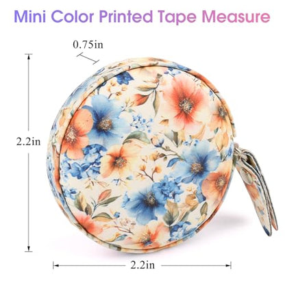 Retractable Mini Tape Measure, Auto-Retract, Premium Leather Tape Measure, Dual-Sided Ruler, Ideal for Fabric Cutting, Body Measurements, and Handicrafts (Peach Blossoms) - color: Peach Blossoms