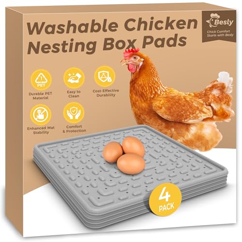 Washable & Reusable Nesting Pads for Chicken Coop - 4Pcs Chicken Nest Mats - Durable 12"x 12" Plastic Nest Box Pads for Egg Laying Hens (Soft, Easy Clean, Premium) - color: Gray-4pcs